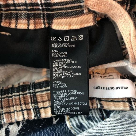 Urban Outfitters Brown Cream Plaid Flannel Stretch Waist Skinny Leg Pants size S - Picture 12 of 13